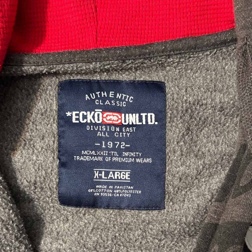 Ecko Unlimited Charcoal and Scarlet Zip-Up Hoodie - Picture 3 of 4